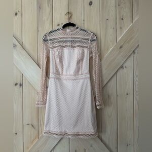 Bebe Lace Dress Nylon Blend Bodycon Blush Pink Size 4